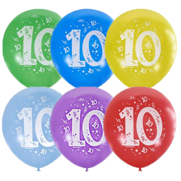 Шар Цифра "10", Ассорти Пастель+Декоратор (шелк) 2 ст