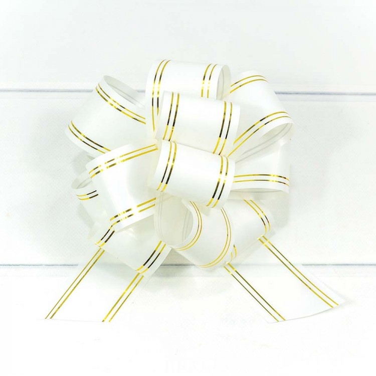 Бант-шар с золотой полосой Белый