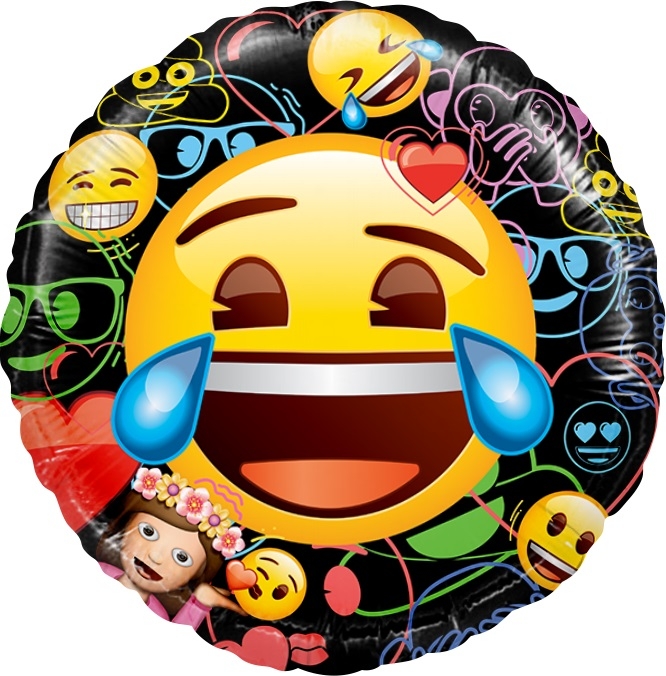 Шар Круг,  Смайл, Emoji, Черный (в упаковке)